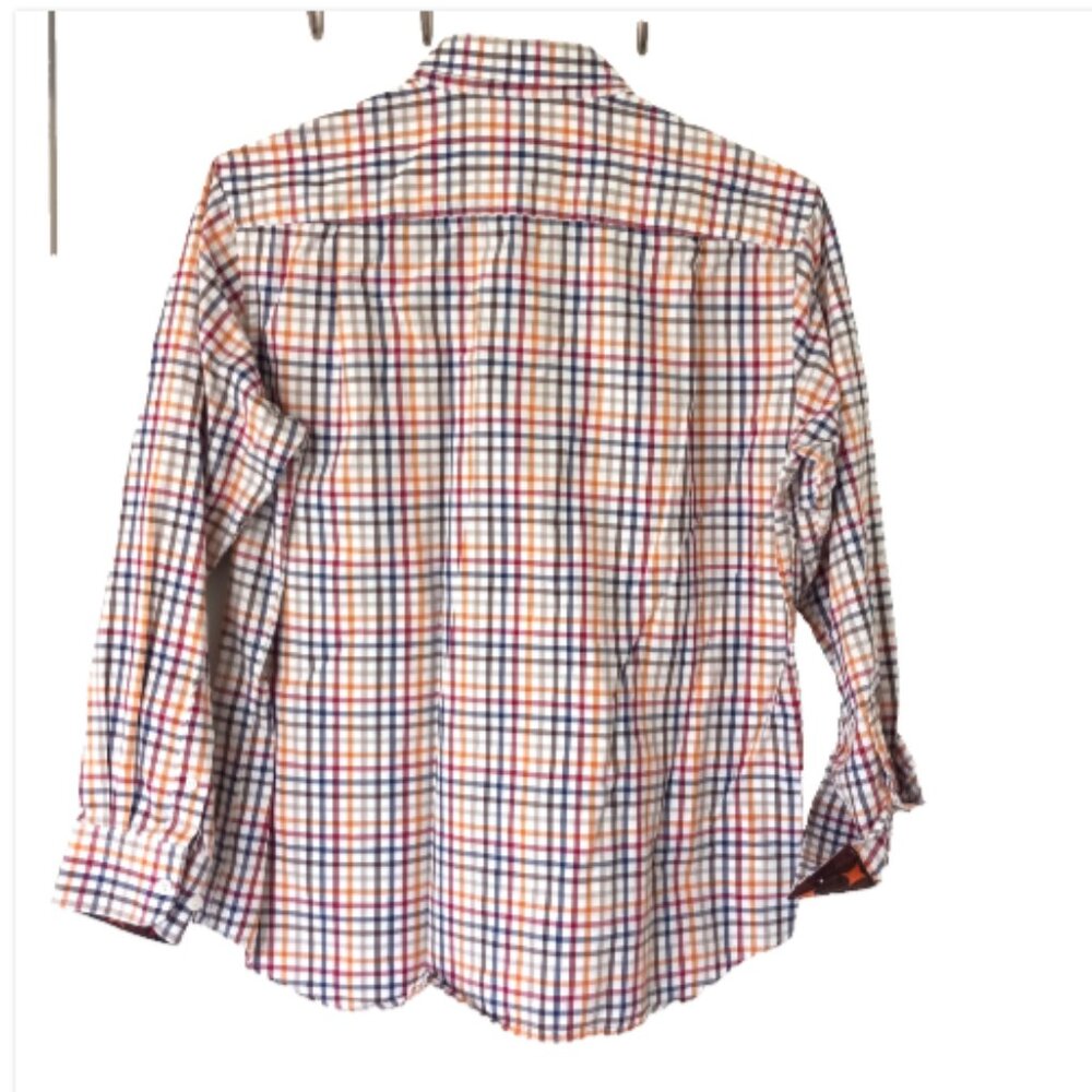 Jimmy Au Beverly Hills Men’s Medium Short Check Shirt Flip Cuff Button Down EUC - Picture 3 of 13